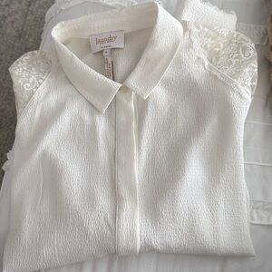 Sanctuary Cream Lace Shoulder Blouse